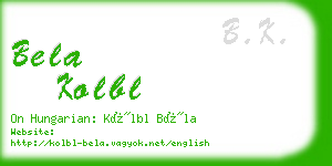 bela kolbl business card